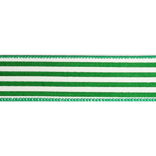 1.5" x 30ft. Stripe Faux Linen Wired Ribbon by Celebrate It™ Décor